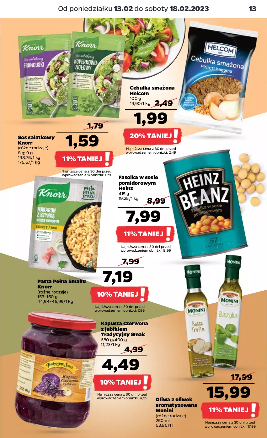 Gazetka promocyjna Netto - Artykuły spożywcze - ważna 13.02 do 18.02.2023 - strona 13 - produkty: Fa, Heinz, HELCOM, Knorr, Monini, Oliwa, Oliwa z oliwek, Sałat, Sos