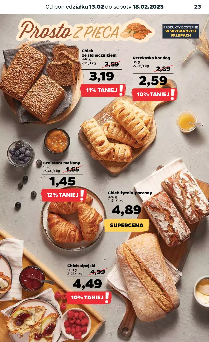 Gazetka promocyjna Netto - Artykuły spożywcze - ważna 13.02 do 18.02.2023 - strona 23 - produkty: Chleb, Croissant, Hot dog