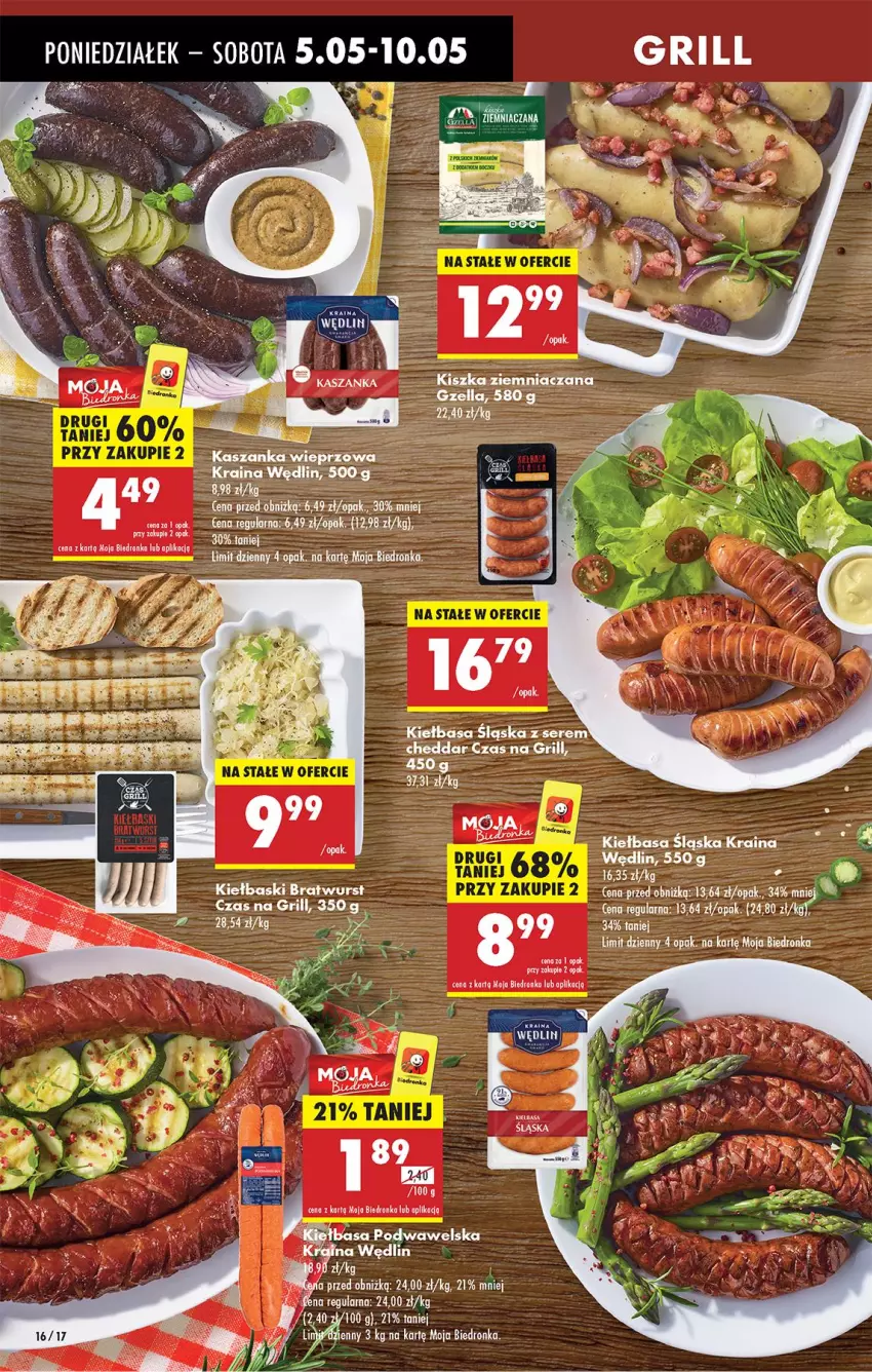 Gazetka promocyjna Biedronka - Od Poniedziałku - ważna 05.05 do 10.05.2025 - strona 22 - produkty: Cheddar, Grill, Kasza, Kaszanka, Kiełbasa, Kiełbasa śląska, Ser