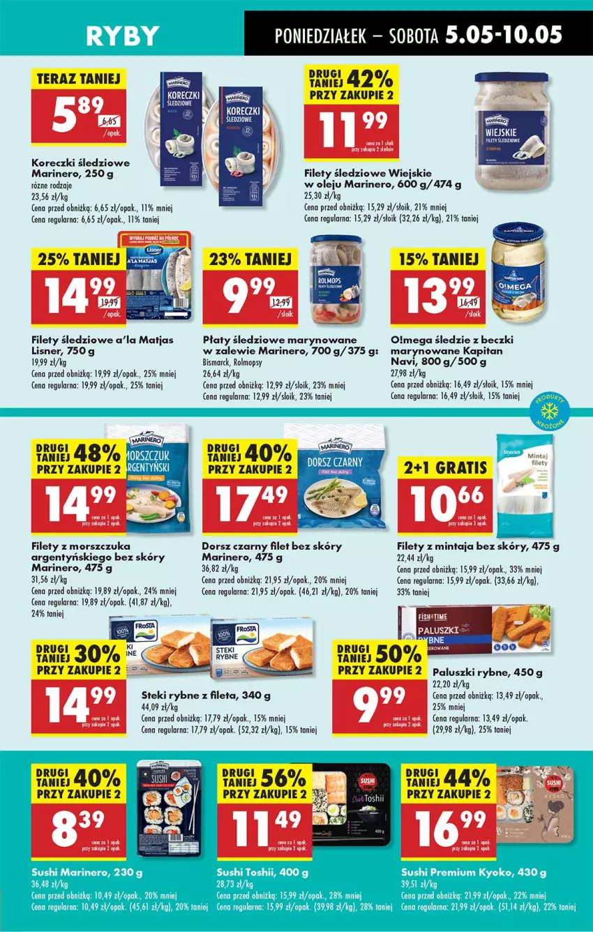 Gazetka promocyjna Biedronka - Od Poniedziałku - ważna 05.05 do 10.05.2025 - strona 29 - produkty: Dorsz, Fa, Gra, Lisner, Matjas, Mintaj, Mop, Olej, Paluszki rybne, Płaty śledziowe, Stek, Tera