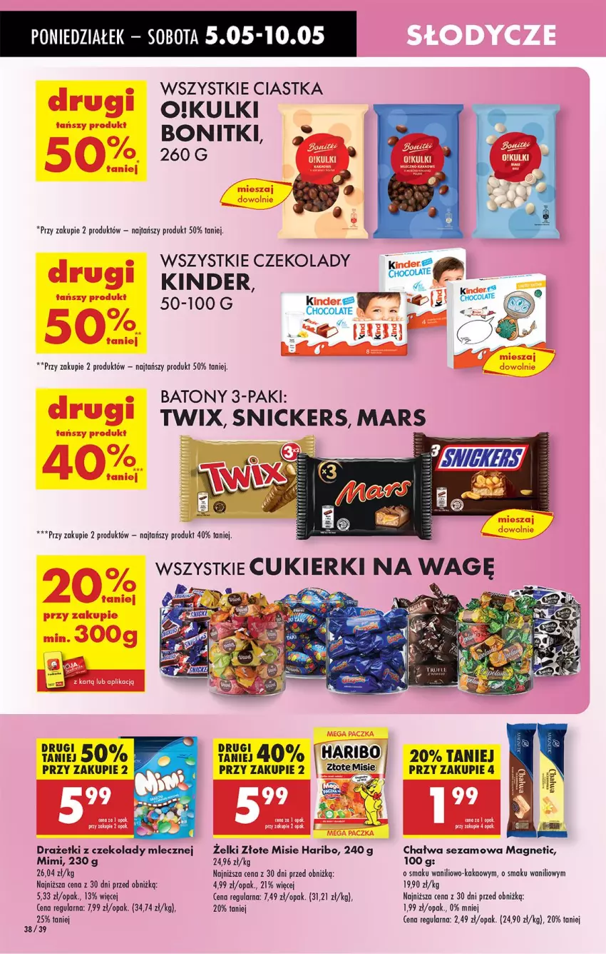 Gazetka promocyjna Biedronka - Od Poniedziałku - ważna 05.05 do 10.05.2025 - strona 45 - produkty: Baton, Bonitki, Chałwa, Ciastka, Haribo, Kakao, Kinder, Sezam, Twix
