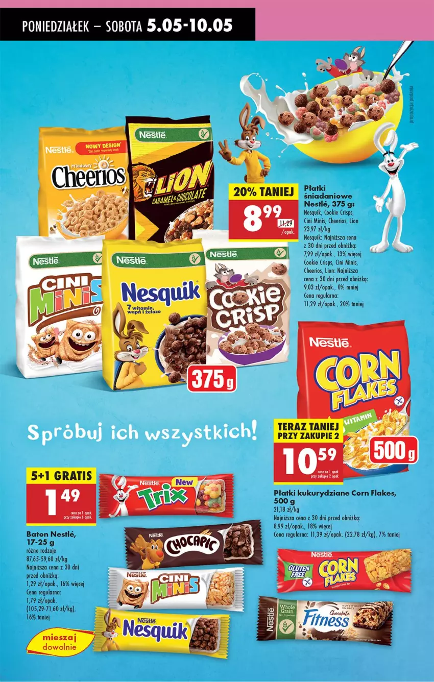Gazetka promocyjna Biedronka - Od Poniedziałku - ważna 05.05 do 10.05.2025 - strona 49 - produkty: Baton, Cheerios, Cini Minis, Corn flakes, Danio, Gra, Lion, Nesquik, Tera