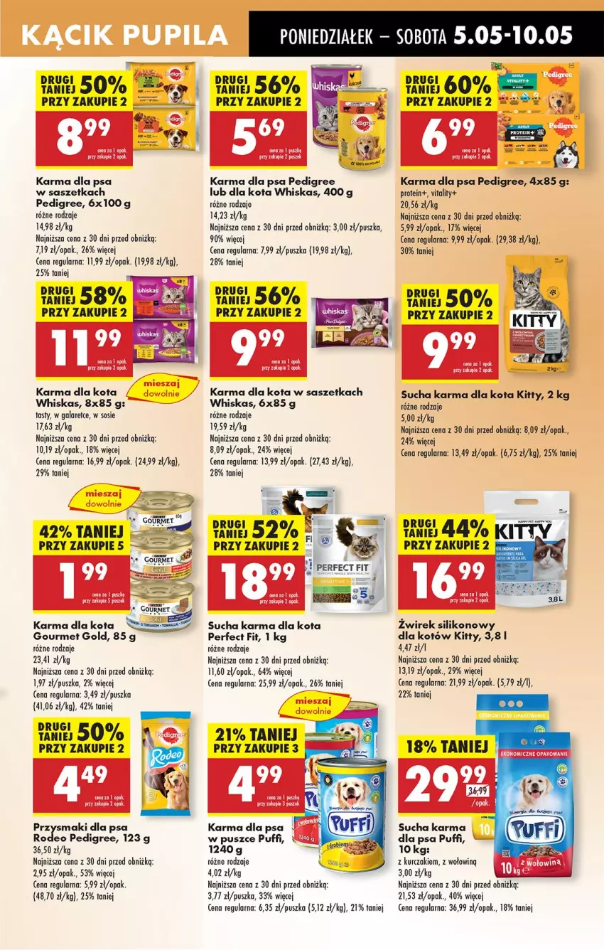 Gazetka promocyjna Biedronka - Od Poniedziałku - ważna 05.05 do 10.05.2025 - strona 66 - produkty: Gala, Gourmet Gold, Kurczak, Pedigree, Puf, Sos, Sucha karma, Whiskas
