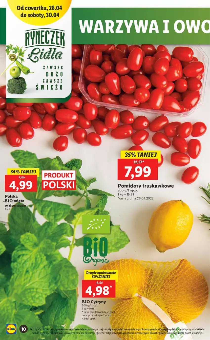 Gazetka promocyjna Lidl - Majówka - ważna 28.04 do 30.04.2022 - strona 10 - produkty: Mięta, Pomidory