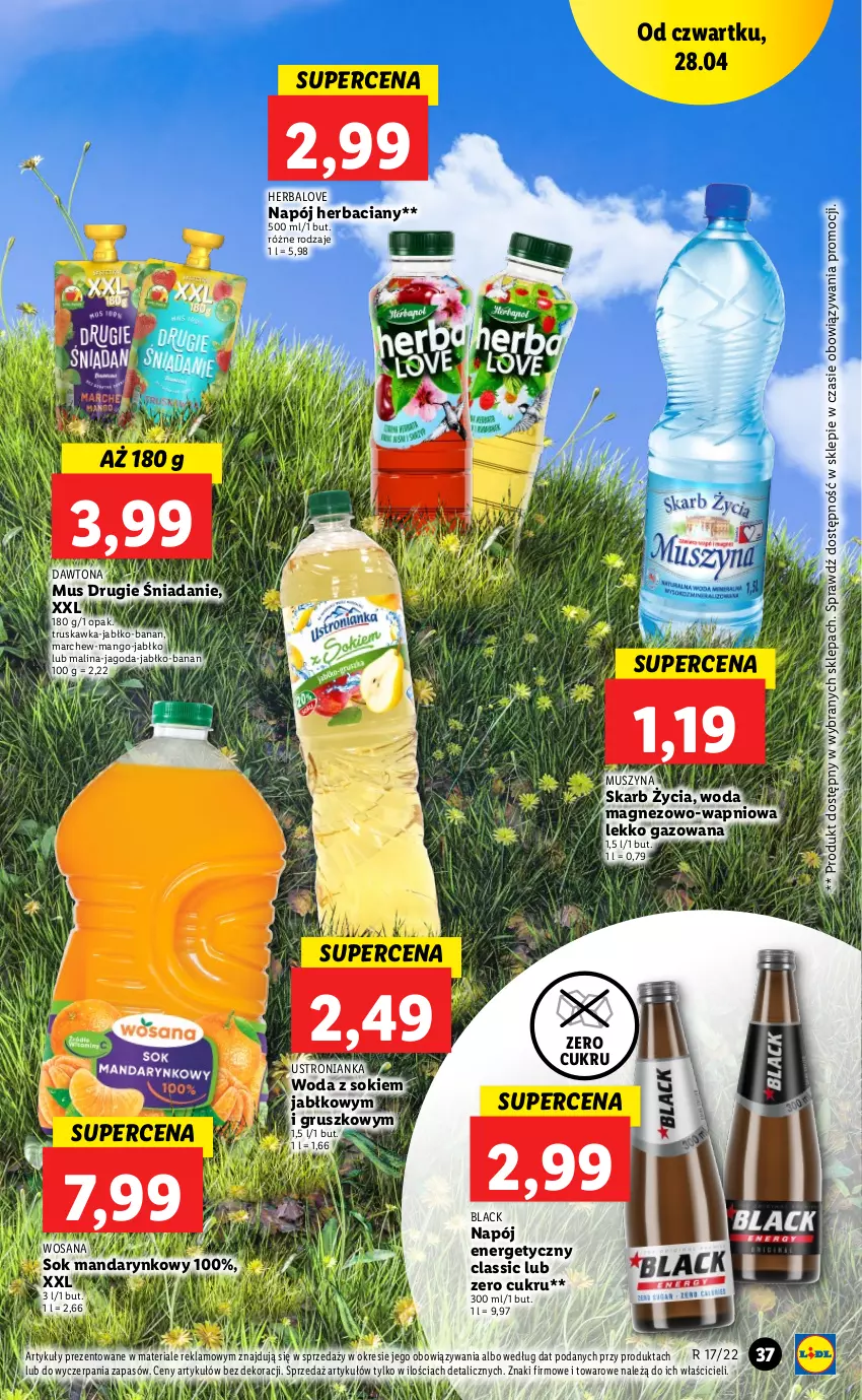 Gazetka promocyjna Lidl - Majówka - ważna 28.04 do 30.04.2022 - strona 37 - produkty: Dawtona, Lack, Magnez, Mango, Mus, Napój, Napój energetyczny, Sok, Szyna, Woda, Wosana