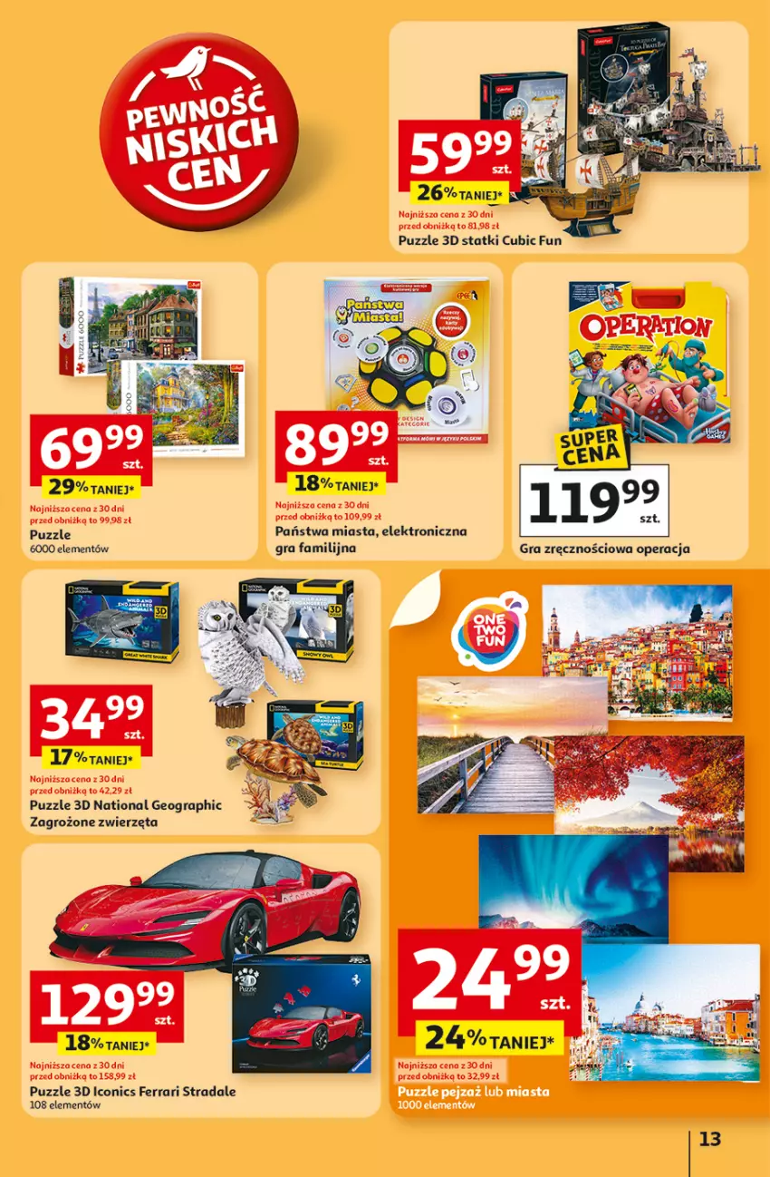 Gazetka promocyjna Auchan - Pewność niskich cen Hipermarket - ważna 30.10 do 05.11.2025 - strona 13 - produkty: Fa, Gra, Gra familijna, Puzzle, Zwierzęta