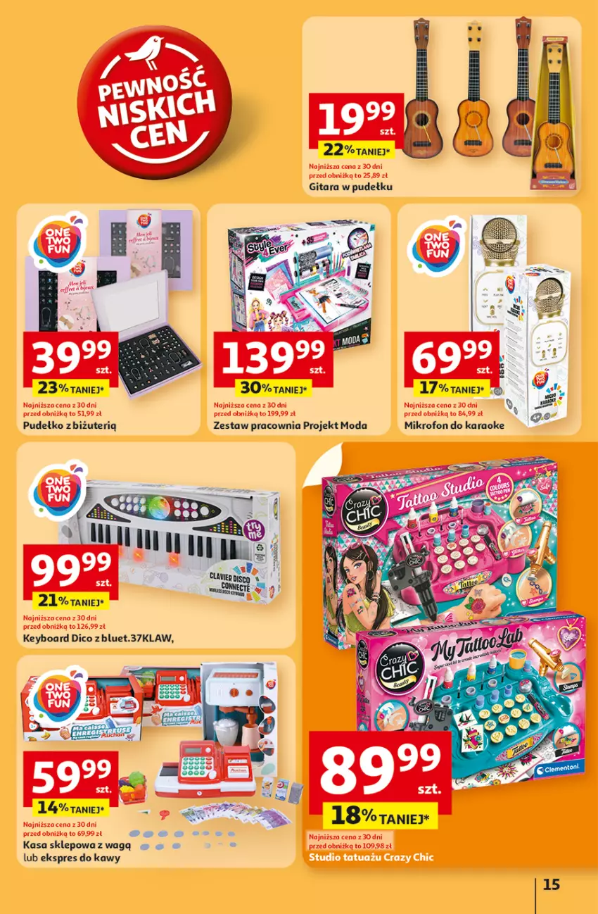 Gazetka promocyjna Auchan - Pewność niskich cen Hipermarket - ważna 30.10 do 05.11.2025 - strona 15 - produkty: Crazy Chic, Gitara, Mikrofon, Moda, Pudełko
