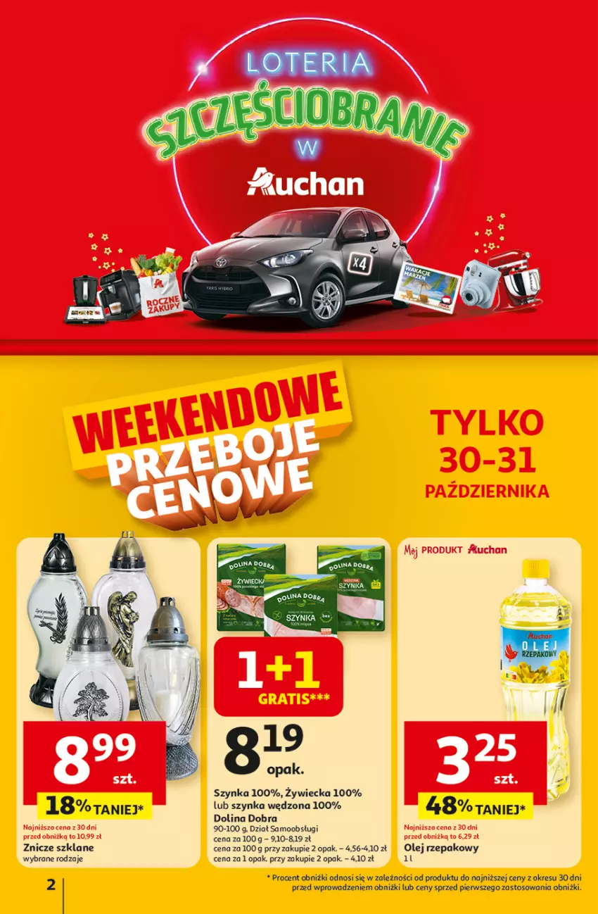 Gazetka promocyjna Auchan - Pewność niskich cen Hipermarket - ważna 30.10 do 05.11.2025 - strona 2 - produkty: Olej, Olej rzepakowy, Szynka, Znicz