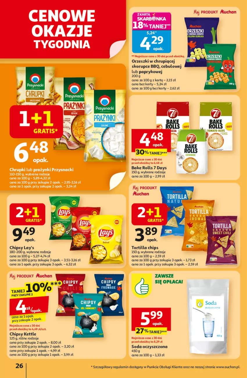 Gazetka promocyjna Auchan - Pewność niskich cen Hipermarket - ważna 30.10 do 05.11.2025 - strona 26 - produkty: 7 Days, Asus, Bake Rolls, Chipsy, Gra, Orzeszki, Soda oczyszczona, Tortilla, Tortilla Chips
