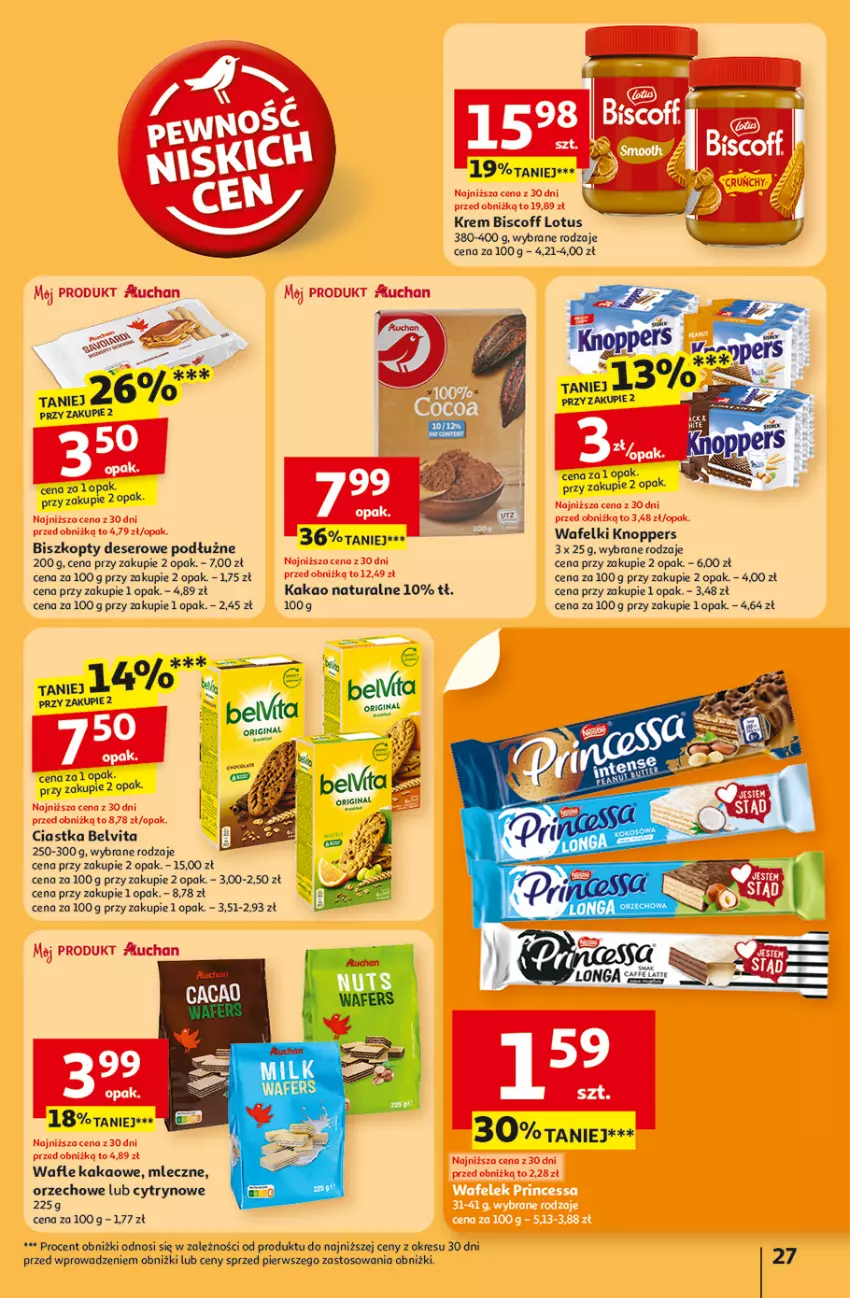 Gazetka promocyjna Auchan - Pewność niskich cen Hipermarket - ważna 30.10 do 05.11.2025 - strona 27 - produkty: BelVita, Biszkopty, Ciastka, Deser, Gin, Kakao, Knoppers, Ser, Wafle