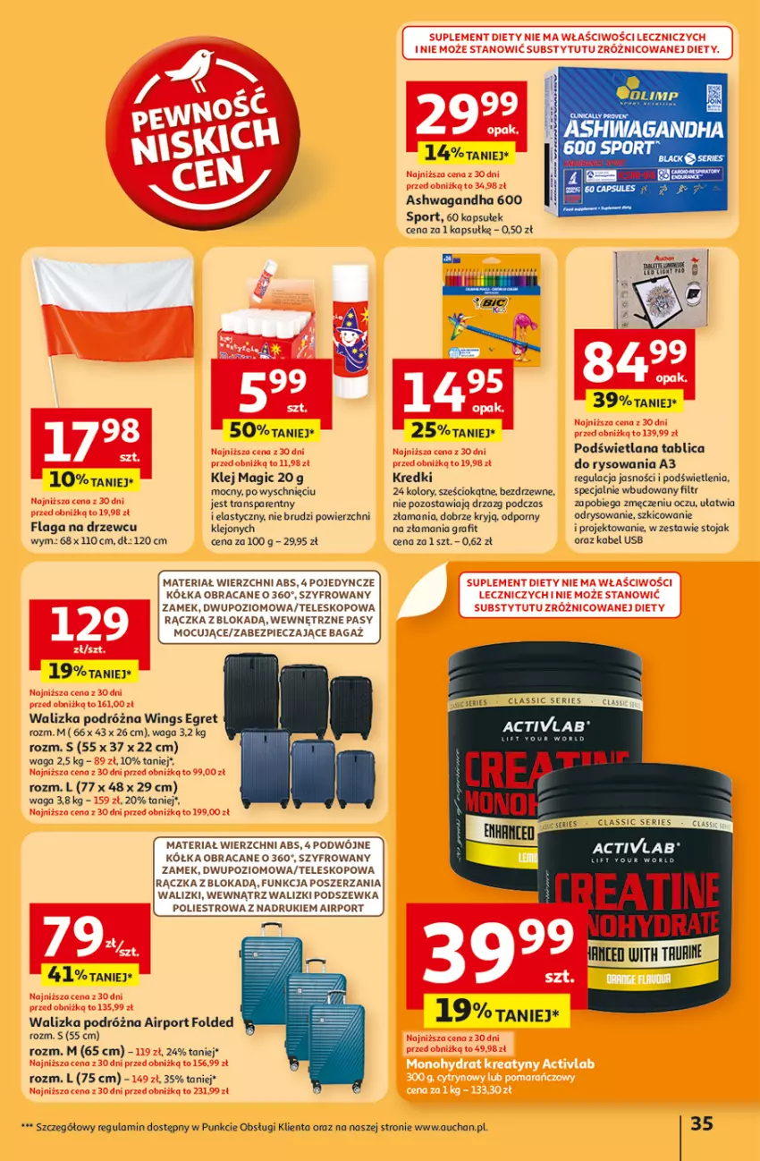 Gazetka promocyjna Auchan - Pewność niskich cen Hipermarket - ważna 30.10 do 05.11.2025 - strona 35 - produkty: Gra, Kabel USB, Klej, Lack, LANA, Piec, Por, Ser, Sport, Stojak, Teleskop, Tran, Waga, Walizka