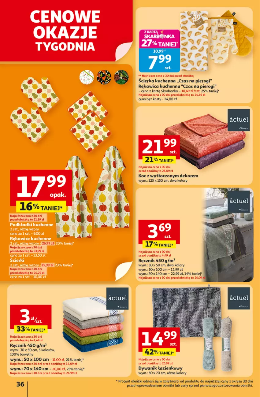 Gazetka promocyjna Auchan - Pewność niskich cen Hipermarket - ważna 30.10 do 05.11.2025 - strona 36 - produkty: Dywan, Dywanik, Dywanik łazienkowy, Koc, Pierogi, Ręcznik, Rękawica kuchenna