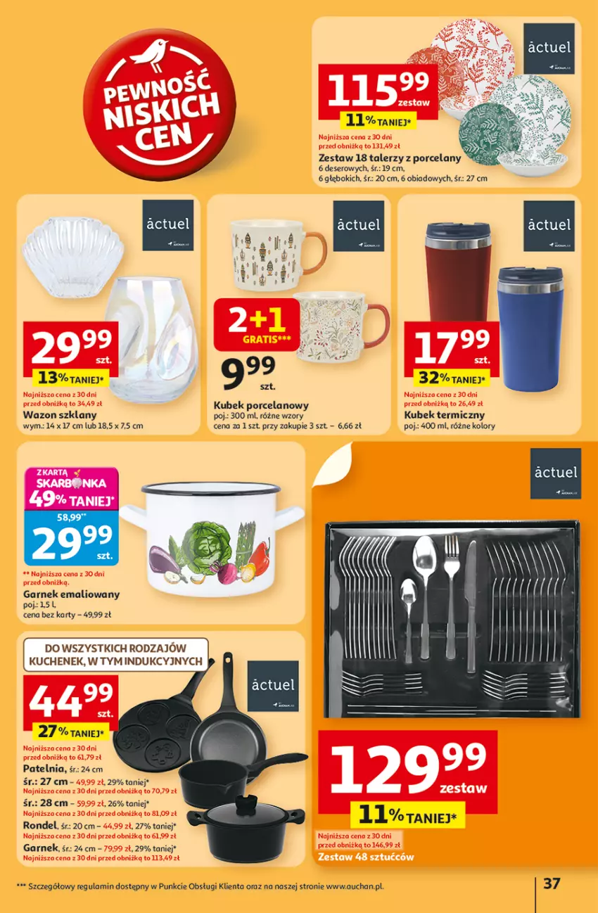 Gazetka promocyjna Auchan - Pewność niskich cen Hipermarket - ważna 30.10 do 05.11.2025 - strona 37 - produkty: Deser, Garnek, Kubek, Kubek termiczny, Patelnia, Por, Rondel, Ser, Talerz, Wazon