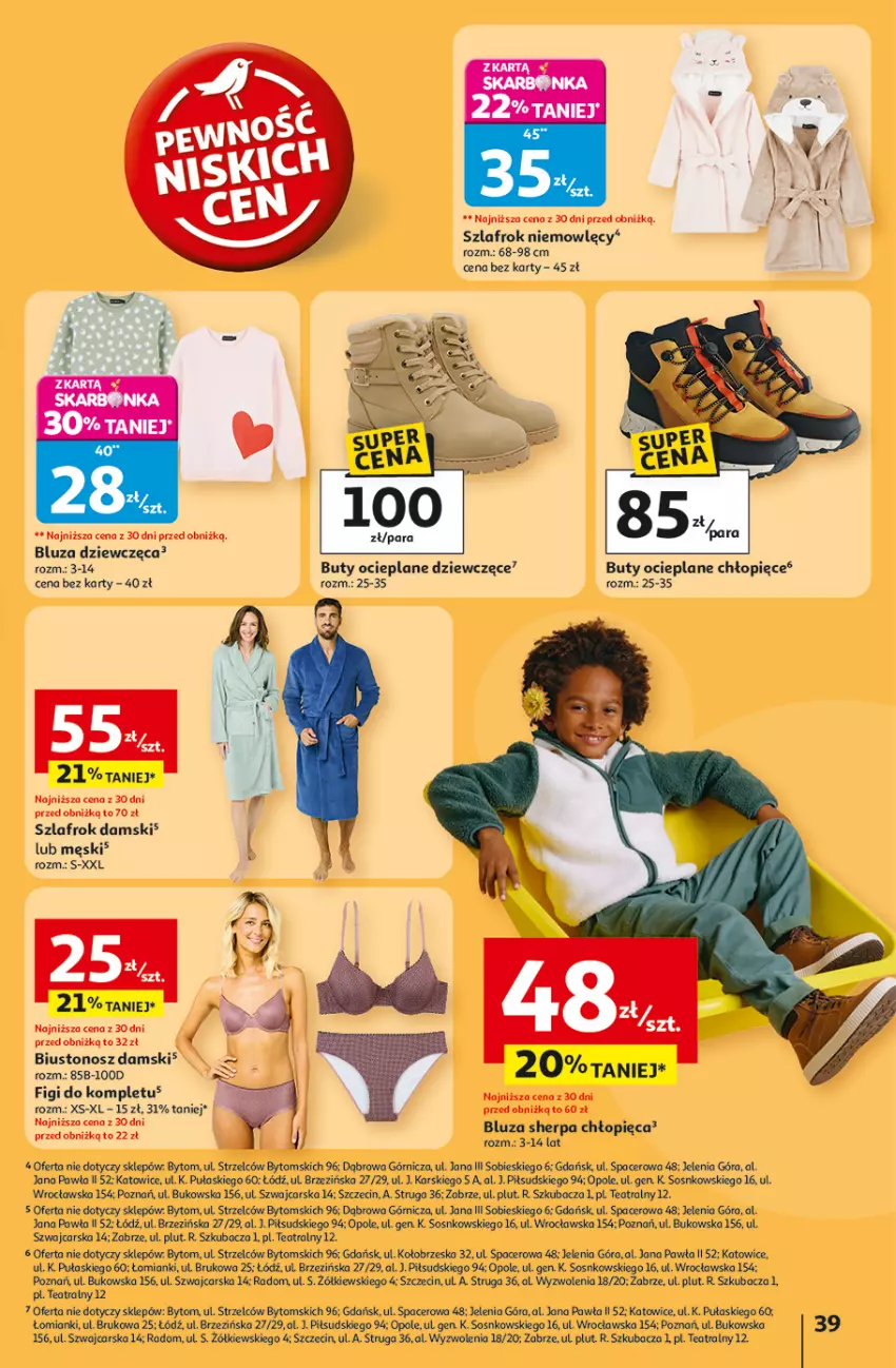 Gazetka promocyjna Auchan - Pewność niskich cen Hipermarket - ważna 30.10 do 05.11.2025 - strona 39 - produkty: Acer, Biustonosz, Bluza, Buty, Cars, Figi, Sos, Szlafrok