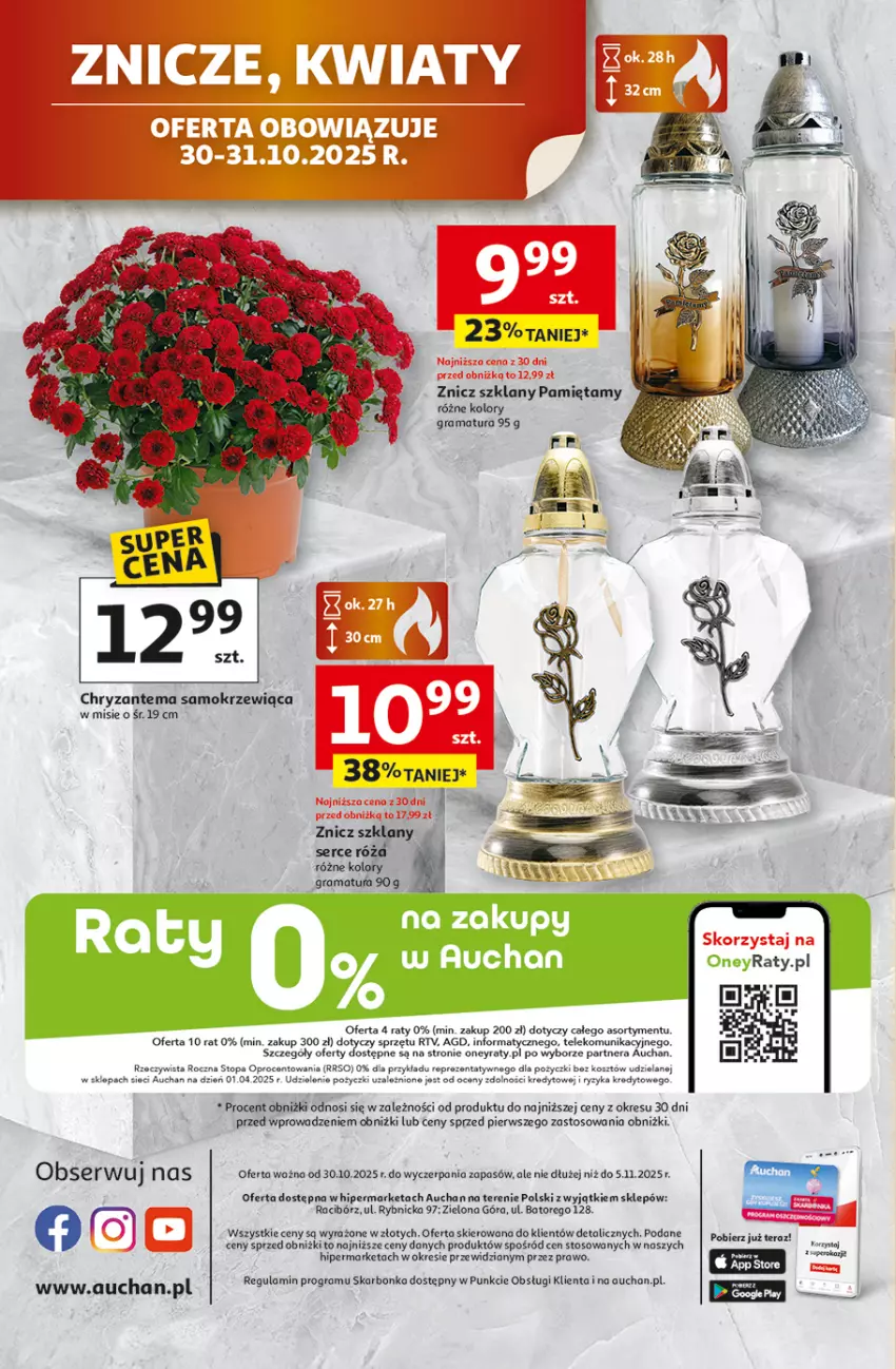 Gazetka promocyjna Auchan - Pewność niskich cen Hipermarket - ważna 30.10 do 05.11.2025 - strona 45 - produkty: Chryzantema, Gra, Kosz, Mięta, Rama, Tera, Waga, Znicz