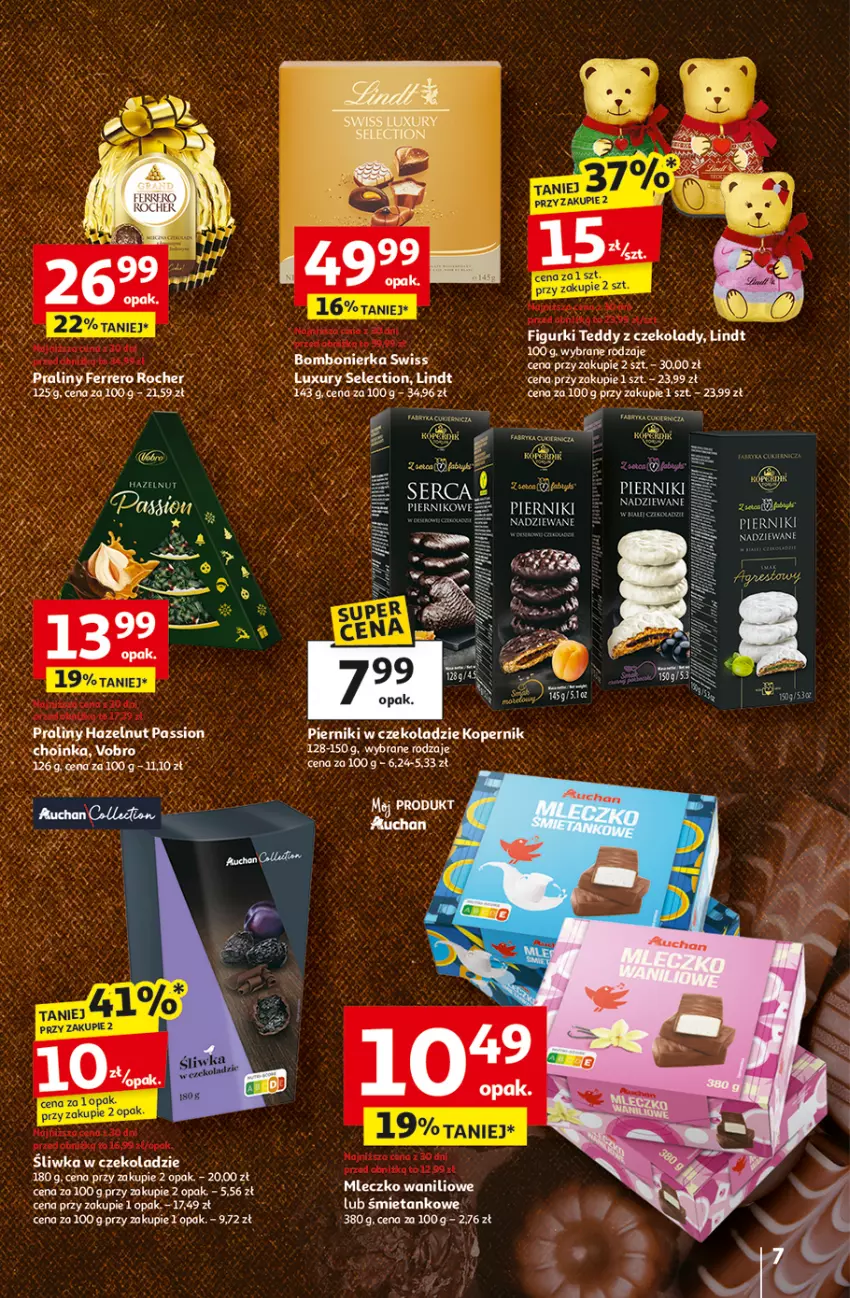 Gazetka promocyjna Auchan - Pewność niskich cen Hipermarket - ważna 30.10 do 05.11.2025 - strona 7 - produkty: Fa, Ferrero, Ferrero Rocher, Lindt, Piernik, Pierniki w czekoladzie, Praliny