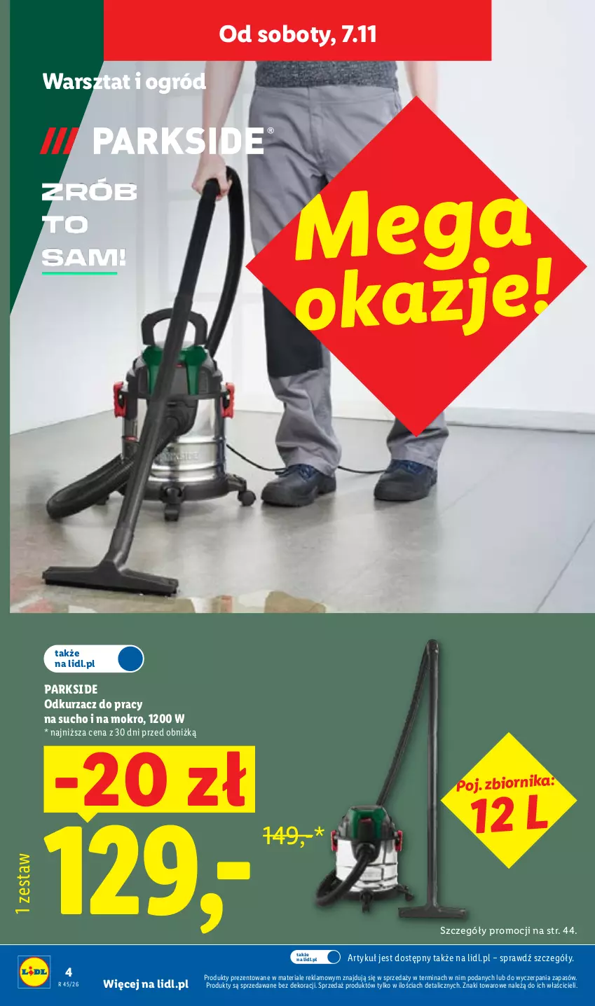 Gazetka promocyjna Lidl - Katalog - ważna 02.11 do 08.11.2026 - strona 4 - produkty: Odkurzacz, Ogród, Parkside
