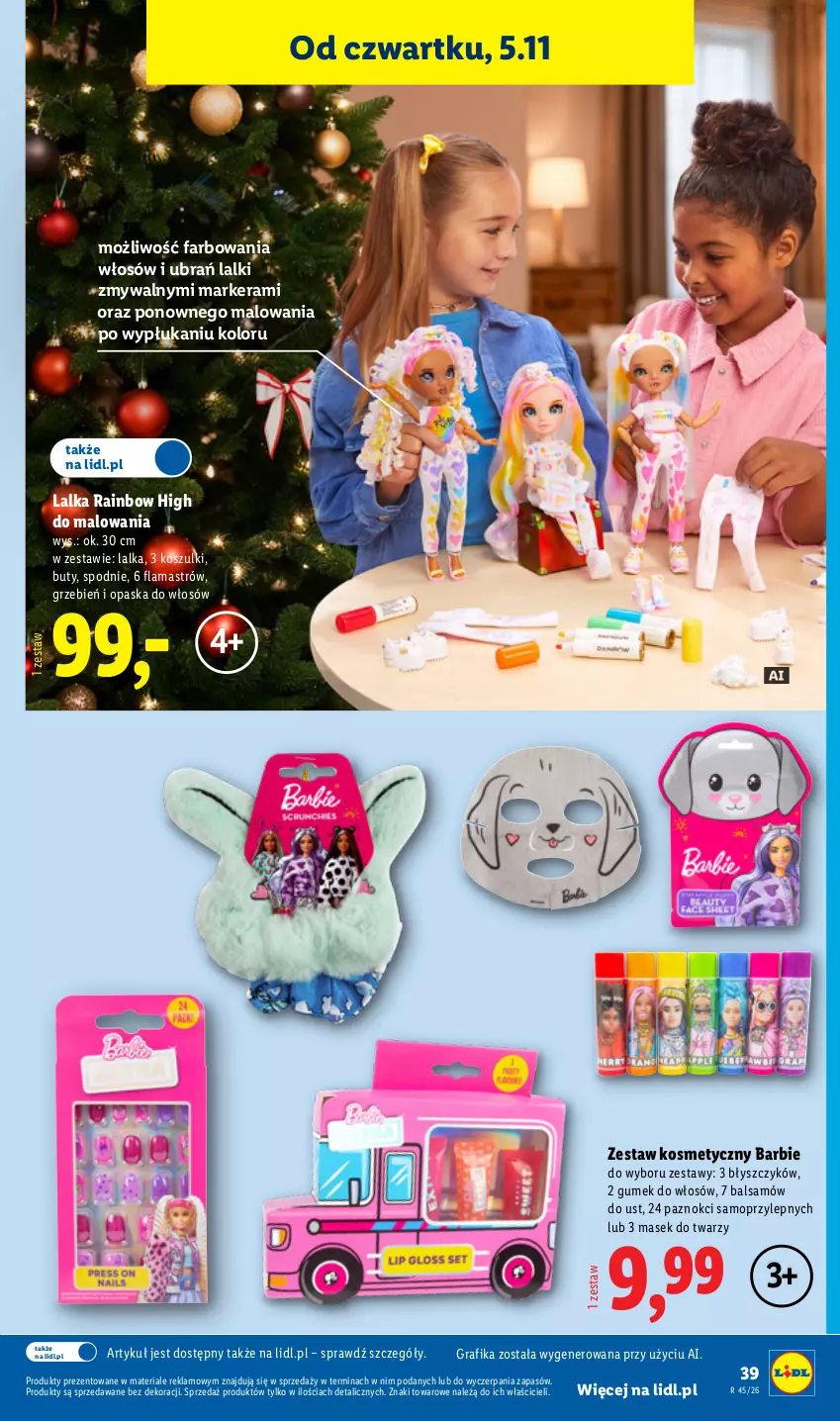 Gazetka promocyjna Lidl - Katalog - ważna 02.11 do 08.11.2026 - strona 45 - produkty: Barbie, Buty, Fa, Gra, Grafika, Kosz, Lalka, Marker, Mop, Opaska, Opaska do włosów, Spodnie
