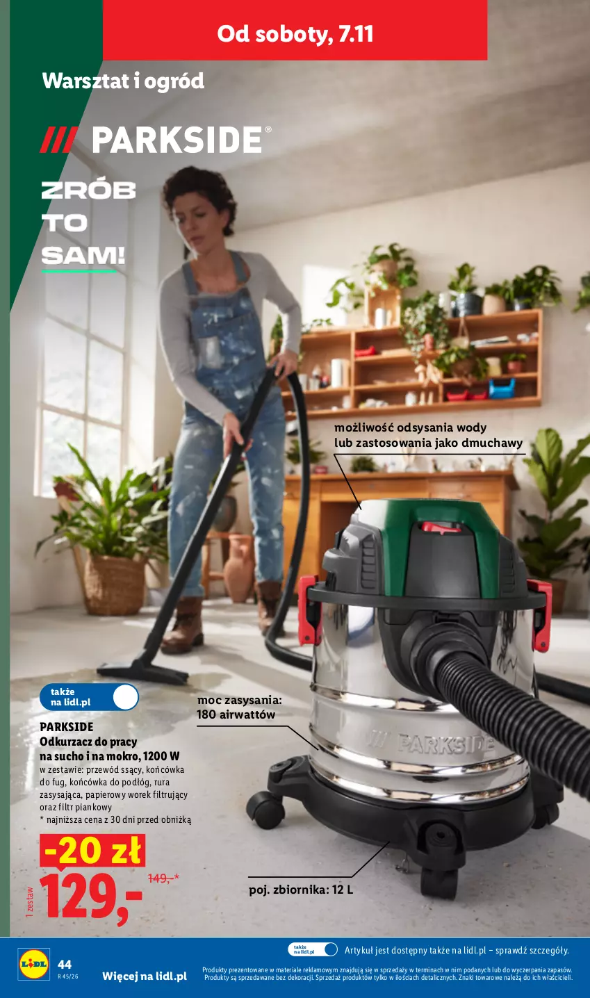Gazetka promocyjna Lidl - Katalog - ważna 02.11 do 08.11.2026 - strona 54 - produkty: Odkurzacz, Ogród, Papier, Parkside, Przewód, Rura