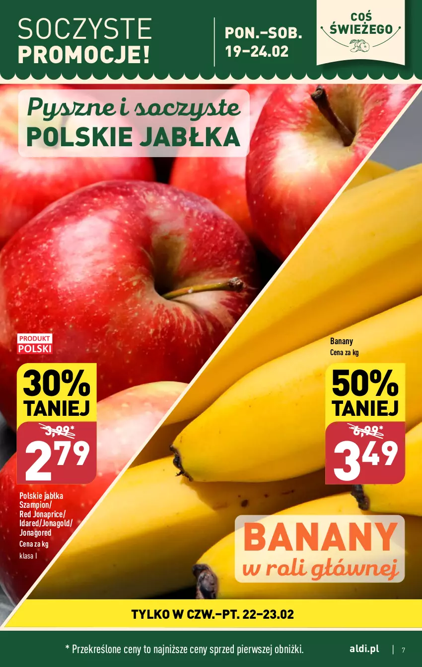 Gazetka promocyjna Aldi - Pełna oferta - ważna 19.02 do 24.02.2024 - strona 7 - produkty: Banany, Jabłka, Jonagold, Szampion