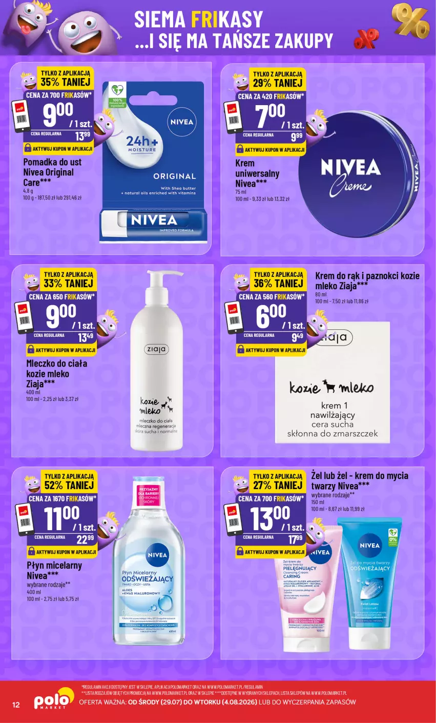 Gazetka promocyjna PoloMarket - Katalog Frikasy - ważna 29.07 do 04.08.2026 - strona 12 - produkty: Gin, Kawa, Koc, Krem uniwersalny, LANA, Mars, Mleczko, Mleczko do ciała, Mleko, Nivea, Olej, Płyn micelarny, Ziaja