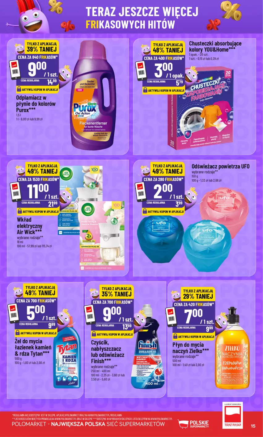 Gazetka promocyjna PoloMarket - Katalog Frikasy - ważna 29.07 do 04.08.2026 - strona 15 - produkty: AEG, Air Wick, Chusteczki, Do mycia naczyń, Finish, Gry, Laur, LG, Odplamiacz, Płyn do mycia, Płyn do mycia naczyń, Pur, Tytan