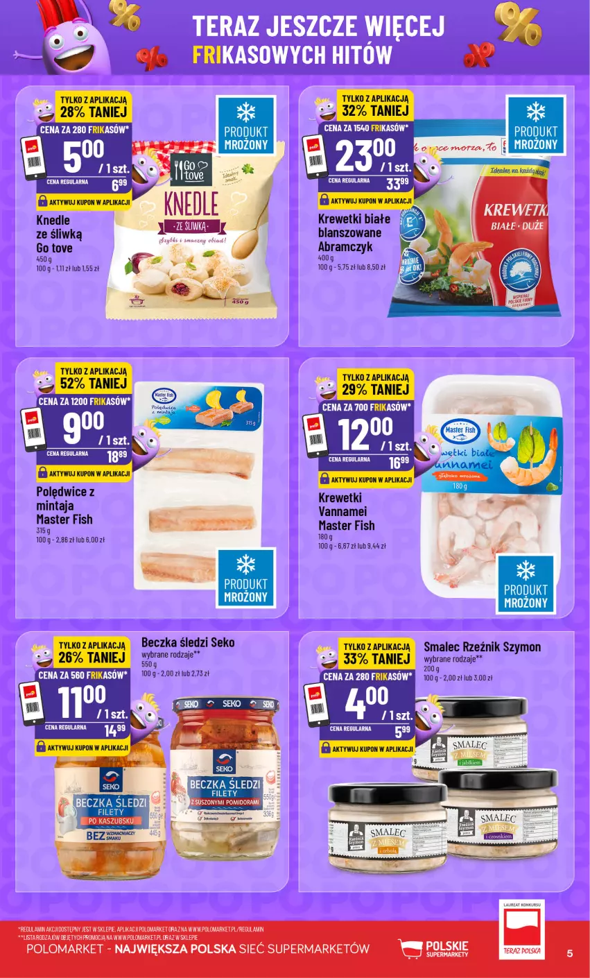 Gazetka promocyjna PoloMarket - Katalog Frikasy - ważna 29.07 do 04.08.2026 - strona 5 - produkty: Knedle, Krewetki, Laur, Mintaj, SEKO, Smalec