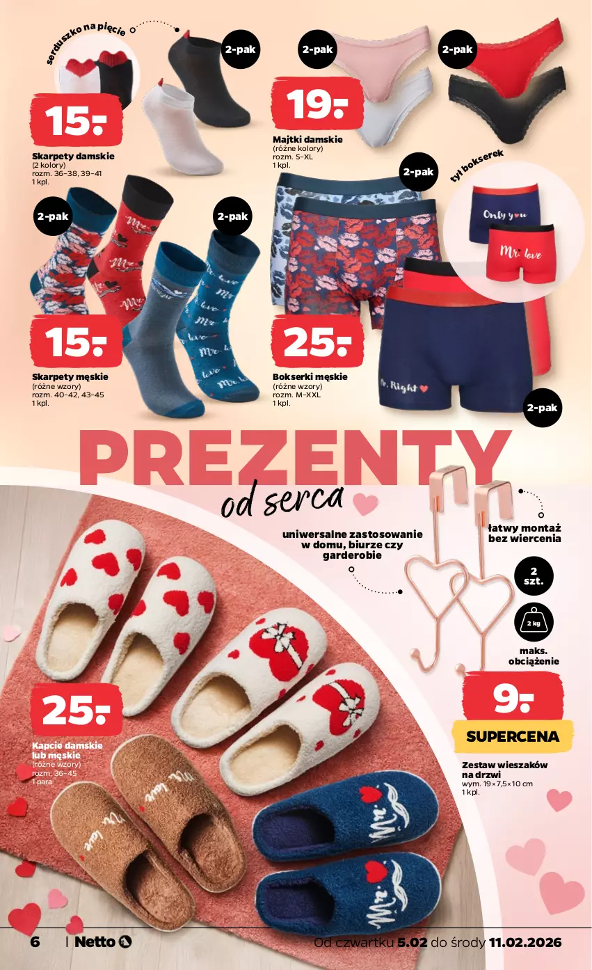 Gazetka promocyjna Netto - Od Czwartku - ważna 05.02 do 11.02.2026 - strona 6 - produkty: Bokserki, Drzwi, Kapcie, Karp, Majtki, Ser, Wieszak