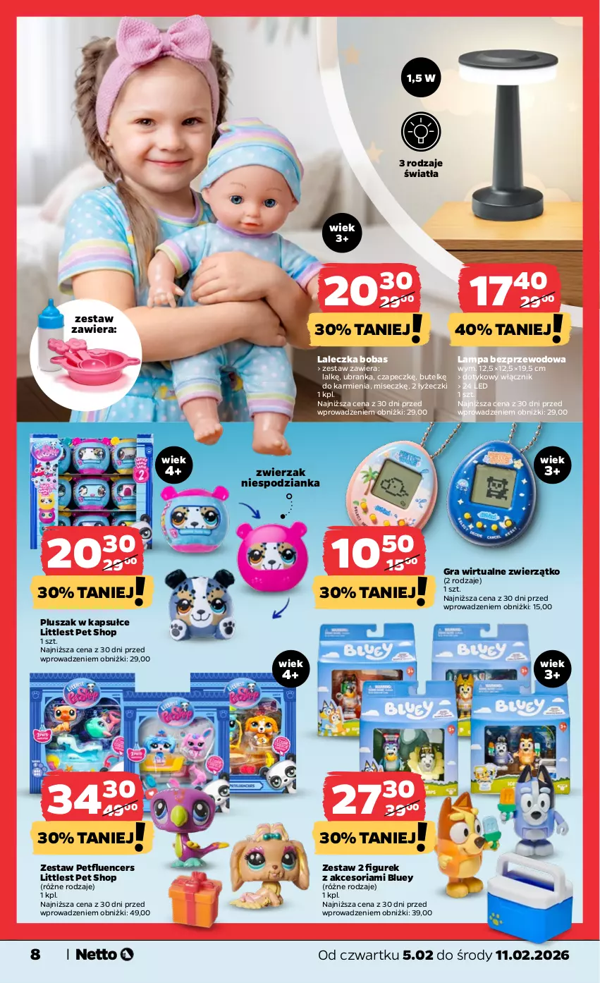 Gazetka promocyjna Netto - Od Czwartku - ważna 05.02 do 11.02.2026 - strona 8 - produkty: Gra, Karmi, Lampa, Littlest Pet Shop, Pluszak
