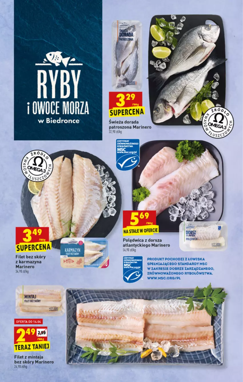 Gazetka promocyjna Biedronka - W tym tygodniu PN - ważna 12.04 do 17.04.2021 - strona 15 - produkty: Dorsz, Filet z mintaja, HP, Mintaj, Owoce, Owoce morza, Polędwica, Tera