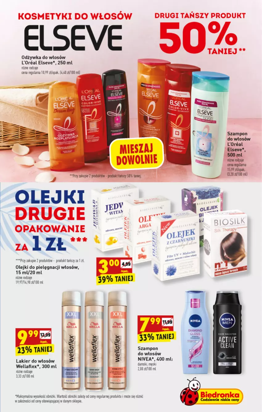 Gazetka promocyjna Biedronka - W tym tygodniu PN - ważna 12.04 do 17.04.2021 - strona 47 - produkty: Elseve, Fa, Lakier, Lakier do włosów, Nivea, Odżywka, Olej, Wella, Wellaflex