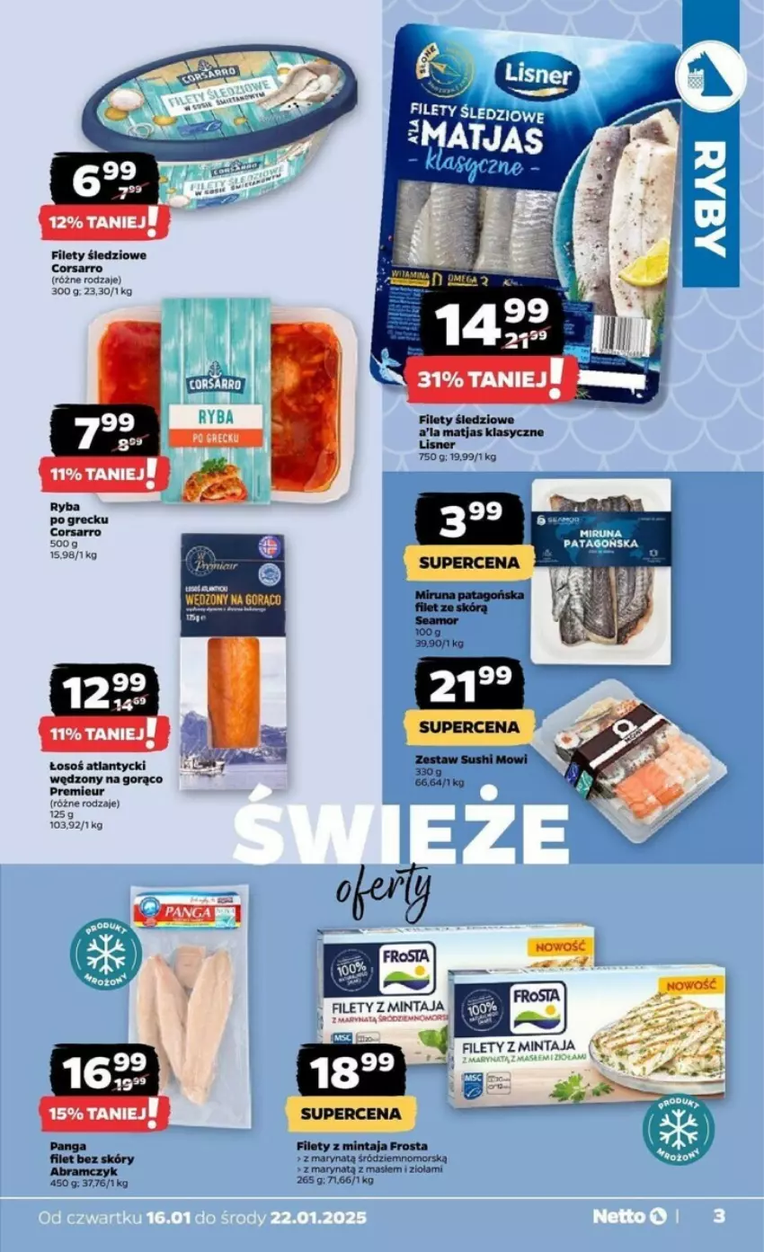 Gazetka promocyjna Netto - ważna 16.01 do 22.01.2025 - strona 12 - produkty: Frosta, Lisner, Matjas, Mintaj, Panga