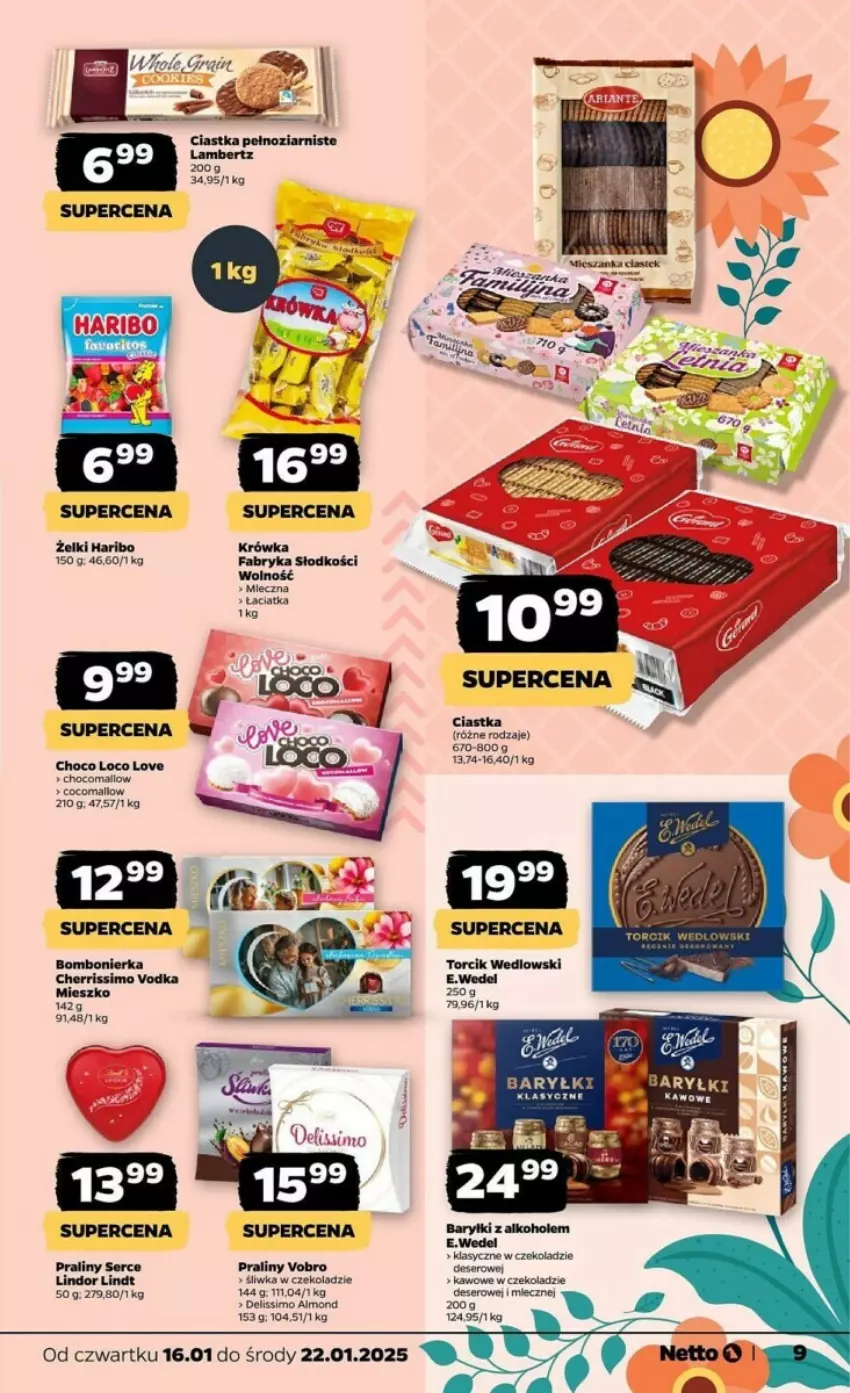 Gazetka promocyjna Netto - ważna 16.01 do 22.01.2025 - strona 18 - produkty: Alkohole, Baryłki, Ciastka, Deser, Fa, Haribo, Lindor, Lindt, Miecz, Praliny, Ser