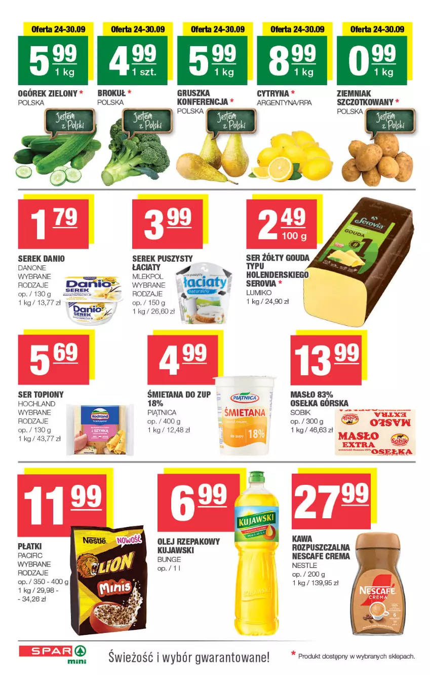 Gazetka promocyjna Spar - Spar-Mini - ważna 22.09 do 02.10.2025 - strona 2 - produkty: Cif, Danio, Danone, Gouda, Hochland, Kawa, Koc, Masło, Ogórek, Piątnica, Ser, Ser topiony, Serek, Serek puszysty, Top