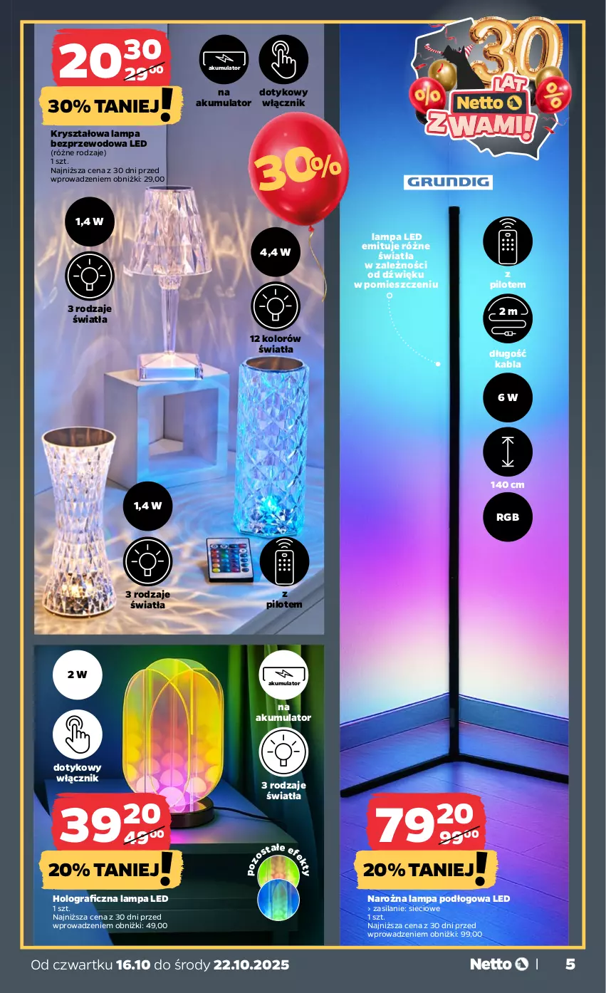 Gazetka promocyjna Netto - Od Czwartku Przemysłowa - ważna 16.10 do 22.10.2025 - strona 5 - produkty: Akumulator, Gra, Lampa, Lampa LED, Lampa podłogowa, Silan