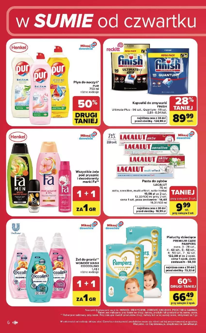 Gazetka promocyjna Carrefour - Gazetka Carrefour, Market w SUMIE od czwartku WEEKEND OKAZJI - ważna 27.08 do 30.08.2026 - strona 6 - produkty: Dzieci, Fa, Finish, LG, Pampers, Pasta do zębów, Pieluchy, Pur, Zmywarki