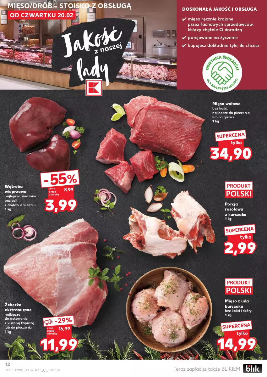 Gazetka promocyjna Kaufland - Gazetka tygodnia - ważna 20.02 do 26.02.2025 - strona 12 - produkty: Drób, Fa, Kapustą, Kurczak, Mięso, Mięso wołowe, Mięso z uda kurczaka, Piec, Por, Tera