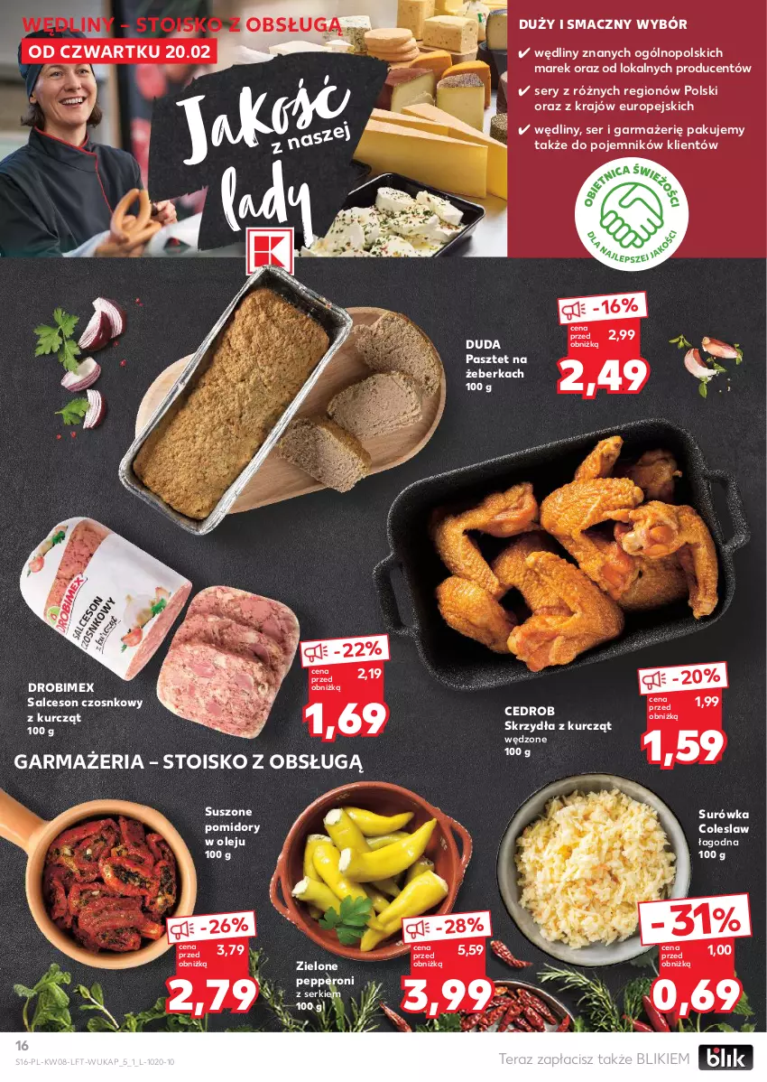 Gazetka promocyjna Kaufland - Gazetka tygodnia - ważna 20.02 do 26.02.2025 - strona 16 - produkty: Drobimex, Duda, Olej, Pasztet, Pojemnik, Pomidory, Salceson, Ser, Surówka, Surówka coleslaw, Suszone pomidory, Tera