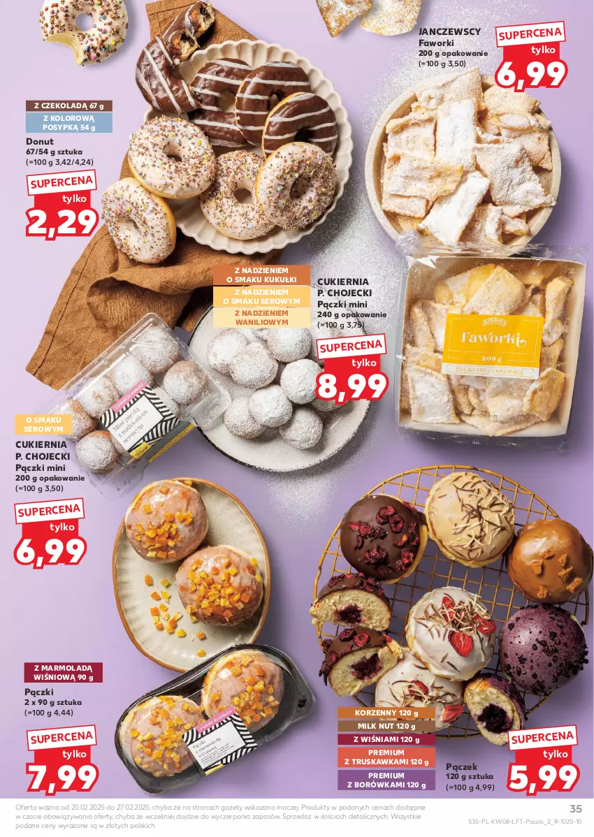 Gazetka promocyjna Kaufland - Gazetka tygodnia - ważna 20.02 do 26.02.2025 - strona 35 - produkty: Borówka, Cukier, Donut, Fa, Faworki, Mola, Pączek, Ser