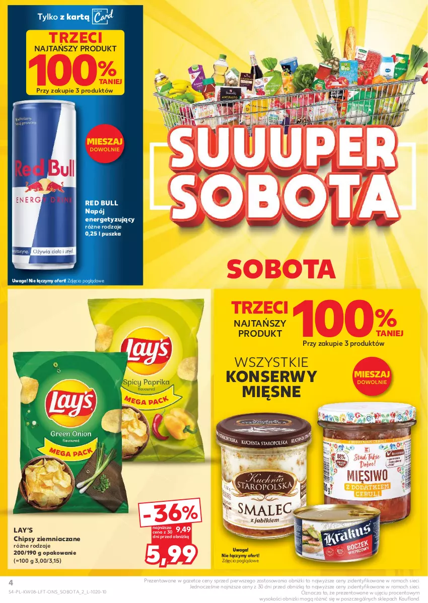 Gazetka promocyjna Kaufland - Gazetka tygodnia - ważna 20.02 do 26.02.2025 - strona 4 - produkty: Chipsy, Lay’s, Napój, Rama, Red Bull, Ser, Sok, Waga