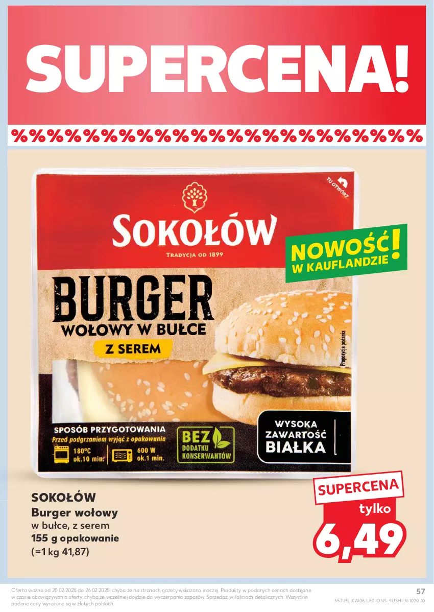 Gazetka promocyjna Kaufland - Gazetka tygodnia - ważna 20.02 do 26.02.2025 - strona 57 - produkty: Burger, Ser, Sok, Sokołów, Sushi