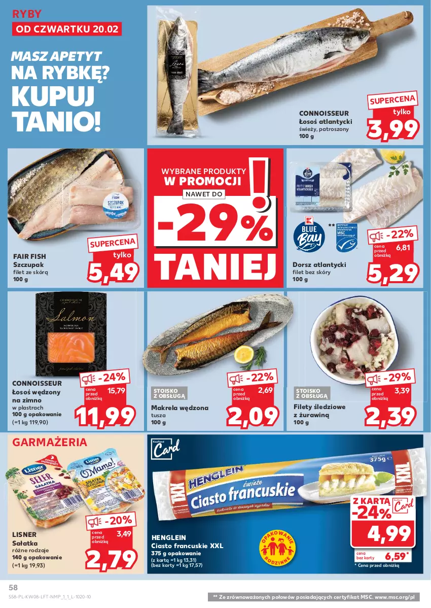 Gazetka promocyjna Kaufland - Gazetka tygodnia - ważna 20.02 do 26.02.2025 - strona 58 - produkty: Ciasto francuskie, Dorsz, Fa, Lisner, Sałat, Sałatka, Tusz, Zupa