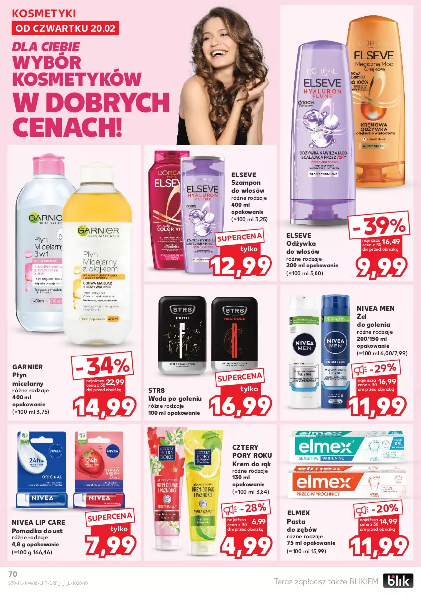 Gazetka promocyjna Kaufland - Gazetka tygodnia - ważna 20.02 do 26.02.2025 - strona 70 - produkty: Elmex, Elseve, Garnier, Krem do rąk, Nivea, Nivea Men, Odżywka, Pasta do zębów, Płyn micelarny, Por, Str8, Szampon, Tera, Woda, Woda po goleniu