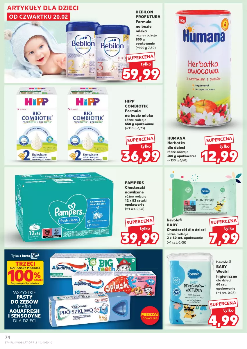 Gazetka promocyjna Kaufland - Gazetka tygodnia - ważna 20.02 do 26.02.2025 - strona 74 - produkty: Aquafresh, BEBILON, Chusteczki, Dzieci, HiPP, Humana, Pampers, Sensodyne, Waciki