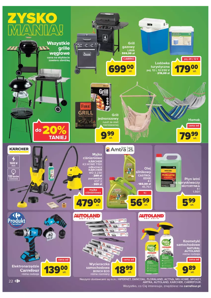 Gazetka promocyjna Carrefour - Gazetka Carrefour - ważna 28.06 do 02.07.2022 - strona 22 - produkty: Bosch, Flora, Grill, Lodówka, Myjka ciśnieniowa, Odkurzacz, Wycieraczka