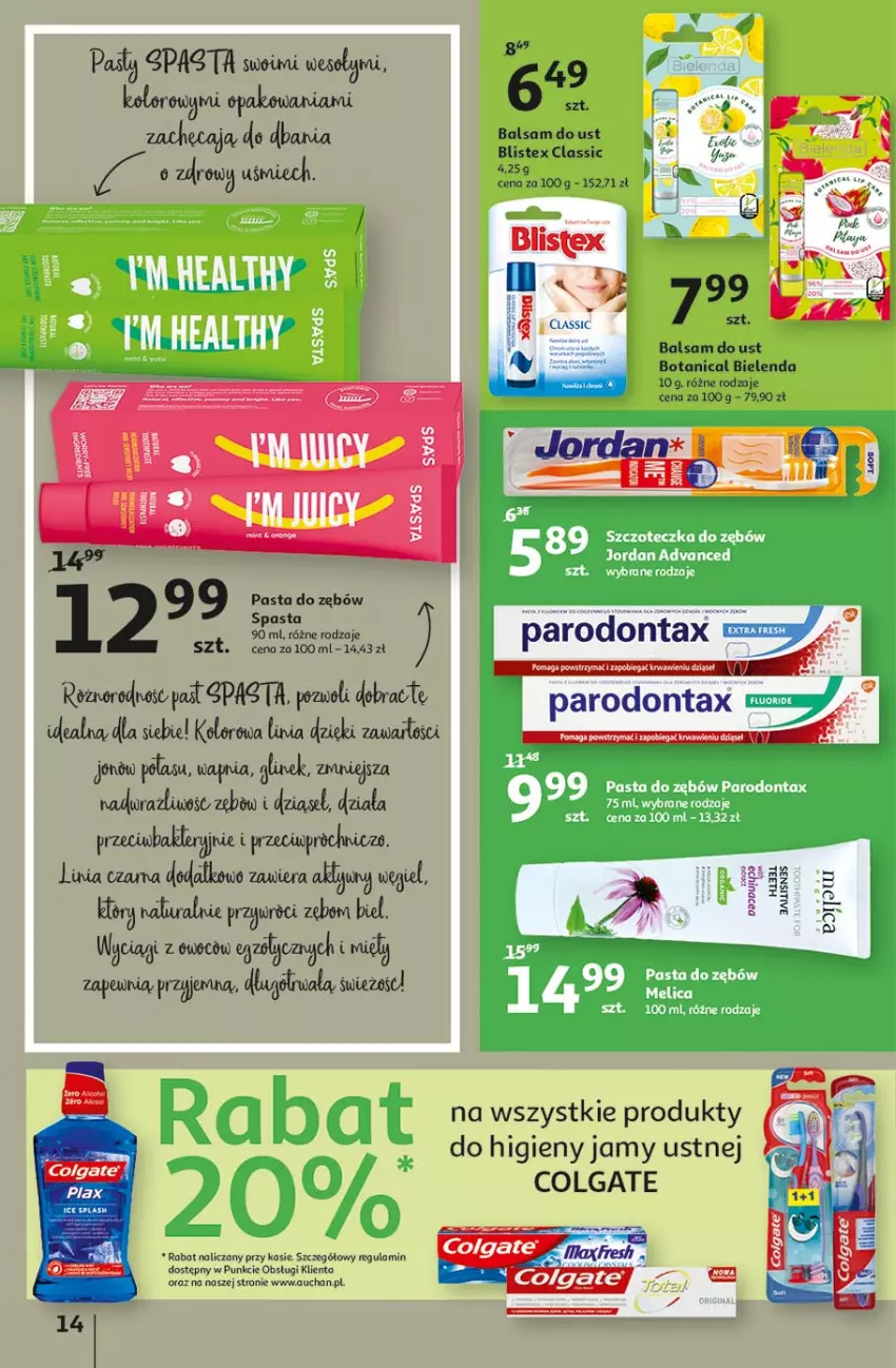 Gazetka promocyjna Auchan - Piękno z natury Hipermarkety - ważna 26.02 do 03.03.2021 - strona 14 - produkty: Balsam do ust, Bielenda, Colgate, Fa, LG, Pasta do zębów