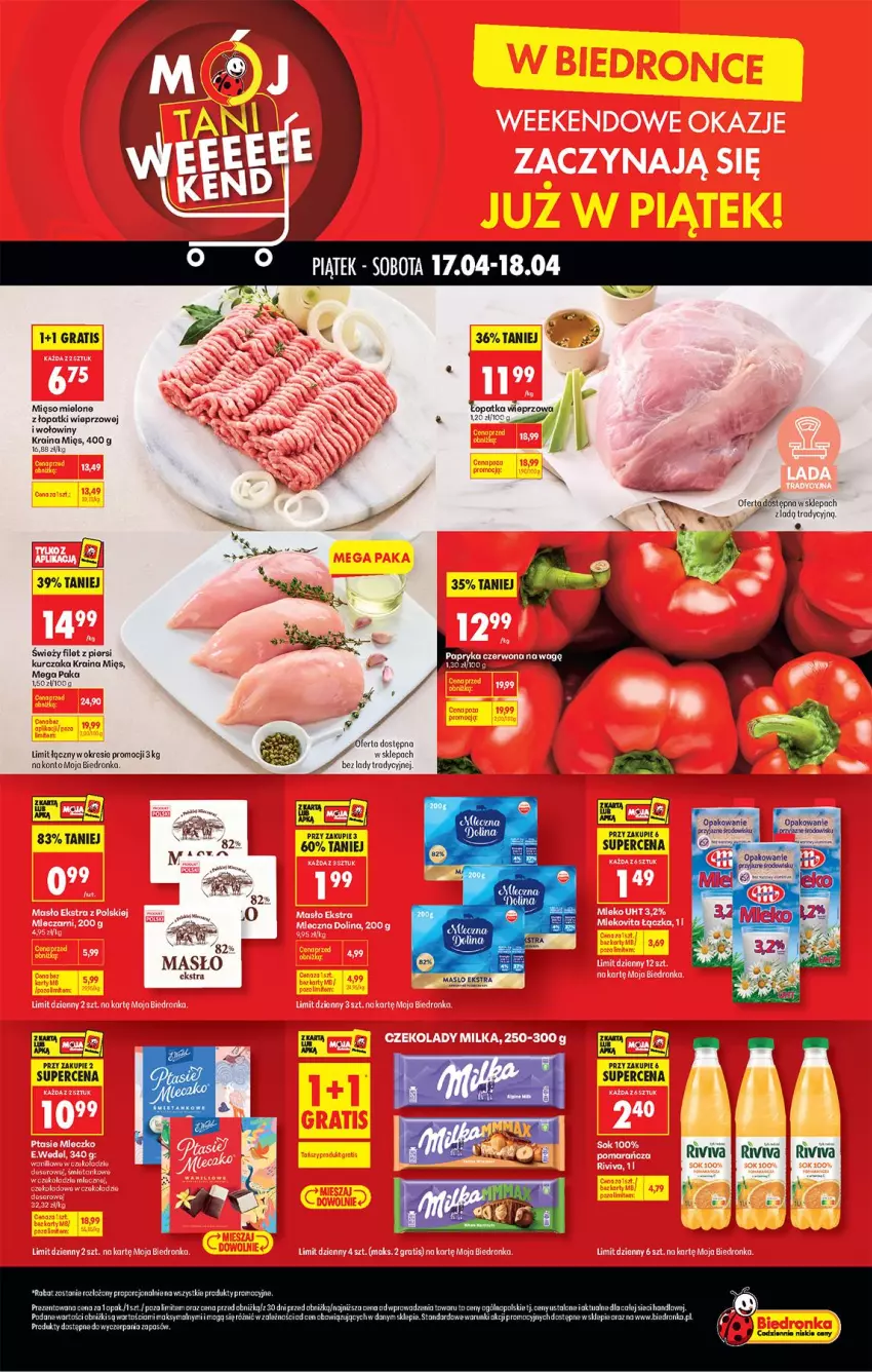 Gazetka promocyjna Biedronka - Tani Weekend - ważna 17.04 do 18.04.2026 - strona 1 - produkty: Anew, Fa, Filet z piersi kurczaka, Kurczak, Masło, Mięso, Por, Ser