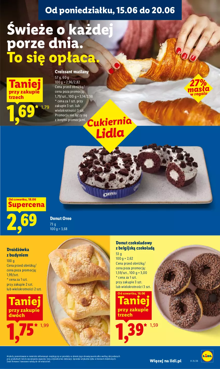 Gazetka promocyjna Lidl - Gazetka ważna od 18.06 do 20.06 - ważna 18.06 do 20.06.2026 - strona 45 - produkty: Croissant, Cukier, Donut, LG, Oreo, Por, Rogal