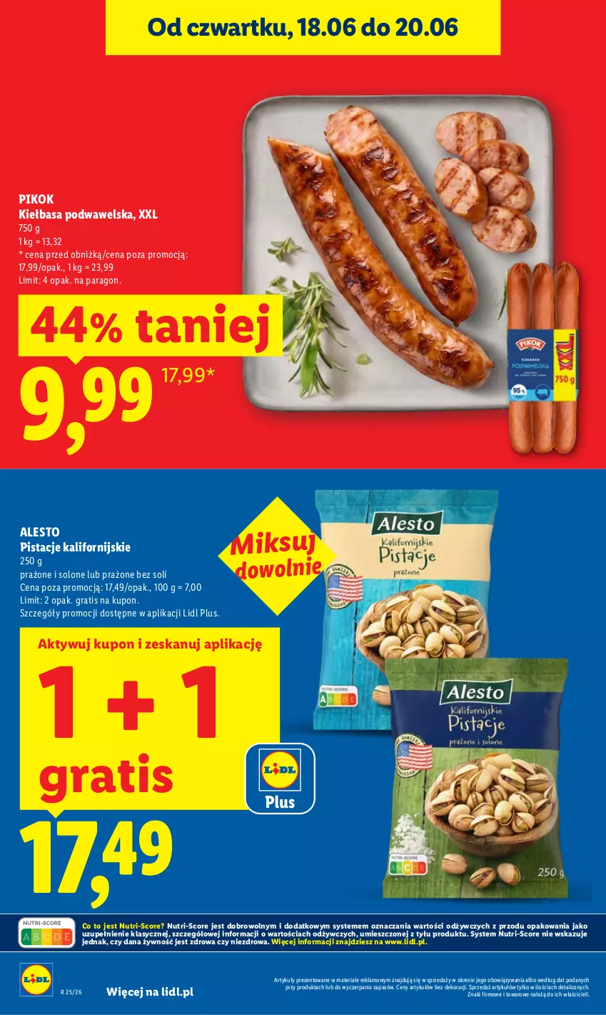 Gazetka promocyjna Lidl - Gazetka ważna od 18.06 do 20.06 - ważna 18.06 do 20.06.2026 - strona 6 - produkty: Gra, Kiełbasa, Kiełbasa podwawelska, PIKOK, Pistacje, Wawel