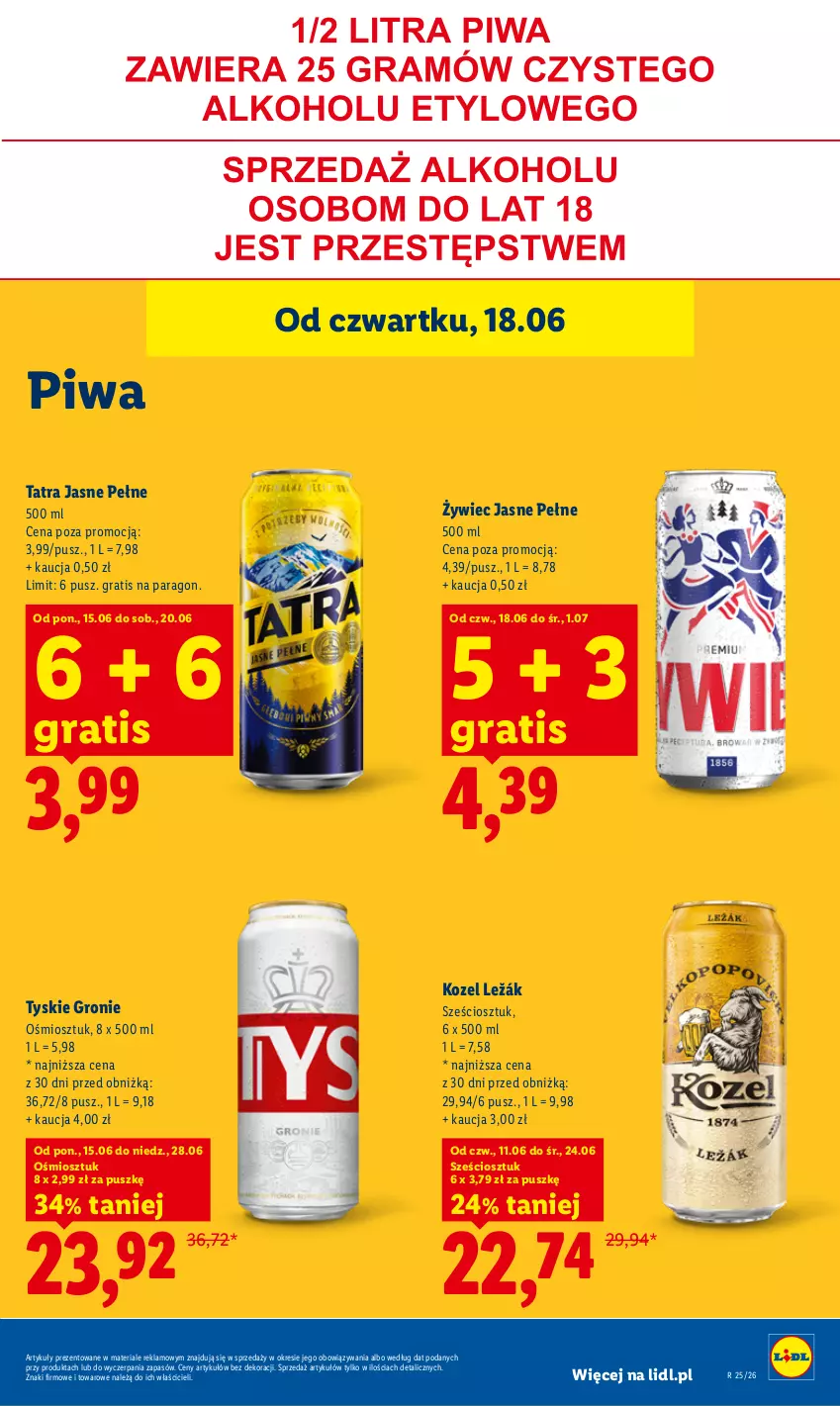 Gazetka promocyjna Lidl - Gazetka ważna od 18.06 do 20.06 - ważna 18.06 do 20.06.2026 - strona 61 - produkty: Gra, Kozel, Piwa, Tatra, Tyskie